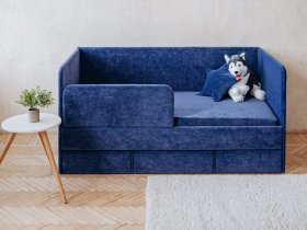 Диван-кровать Happy (синий) в Вагайцево - vagajcevo.mebel-nsk.ru | фото