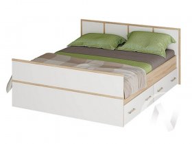 Двуспальная кровать 1,4м Сакура (дуб сонома/белый) в Вагайцево - vagajcevo.mebel-nsk.ru | фото