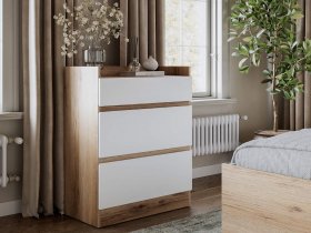 Комод 3 ящика Брауни (дуб делано/белый) в Вагайцево - vagajcevo.mebel-nsk.ru | фото