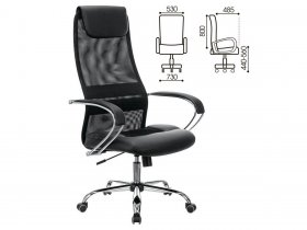 Кресло офисное BRABIX PREMIUM Stalker EX-608 CH, хром, ткань-сетка/кожзам, черное в Вагайцево - vagajcevo.mebel-nsk.ru | фото