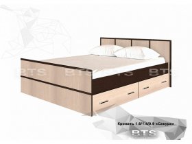 Кровать двуспальная с ящиками 1,4м Сакура (BTS) в Вагайцево - vagajcevo.mebel-nsk.ru | фото