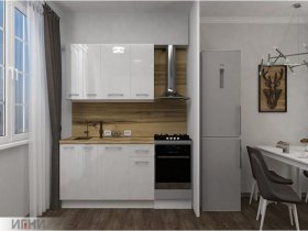 Кухонный гарнитур МДФ Выгодно и точка 1,5 м (белый глянец) в Вагайцево - vagajcevo.mebel-nsk.ru | фото
