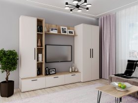 Модульная стенка Верона (сатин/дуб крафт серый) в Вагайцево - vagajcevo.mebel-nsk.ru | фото