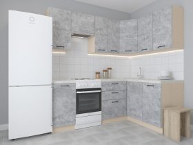 Модульная угловая кухня 1,4м*2,1м Лада (цемент) в Вагайцево - vagajcevo.mebel-nsk.ru | фото