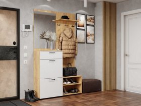 Прихожая Монтана (дуб крафт золотой/белый) в Вагайцево - vagajcevo.mebel-nsk.ru | фото