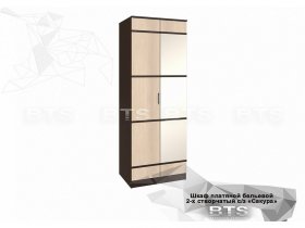 Шкаф двухстворчатый с зеркалом платяной-бельевой Сакура (BTS) в Вагайцево - vagajcevo.mebel-nsk.ru | фото