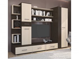 Стенка Верона (дуб венге/дуб молочный) в Вагайцево - vagajcevo.mebel-nsk.ru | фото