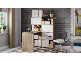 Стол письменный тип 7 (дуб сонома/белый ясень) в Вагайцево - vagajcevo.mebel-nsk.ru | фото