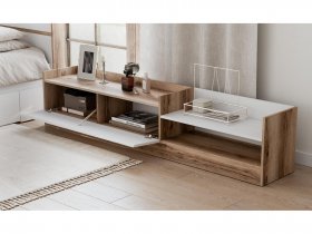 Тумба под ТВ Брауни (дуб делано/белый) в Вагайцево - vagajcevo.mebel-nsk.ru | фото