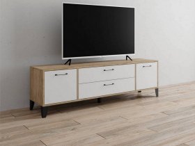 Тумба под ТВ Парус-13 (дуб крафт серый/белый) в Вагайцево - vagajcevo.mebel-nsk.ru | фото